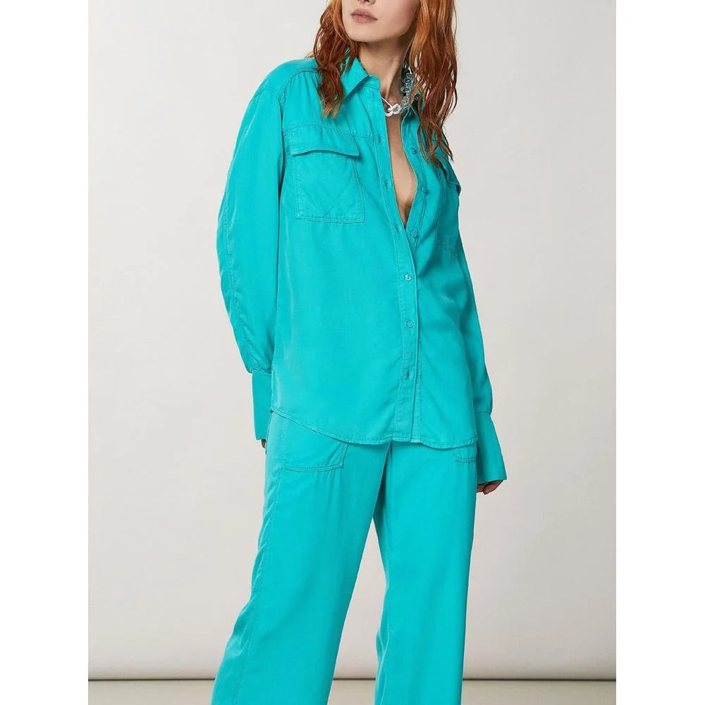 Patrizia Pepe Turquoise Lyocell Blouse - IT38