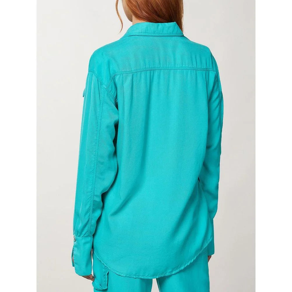 Patrizia Pepe Turquoise Lyocell Blouse - IT38
