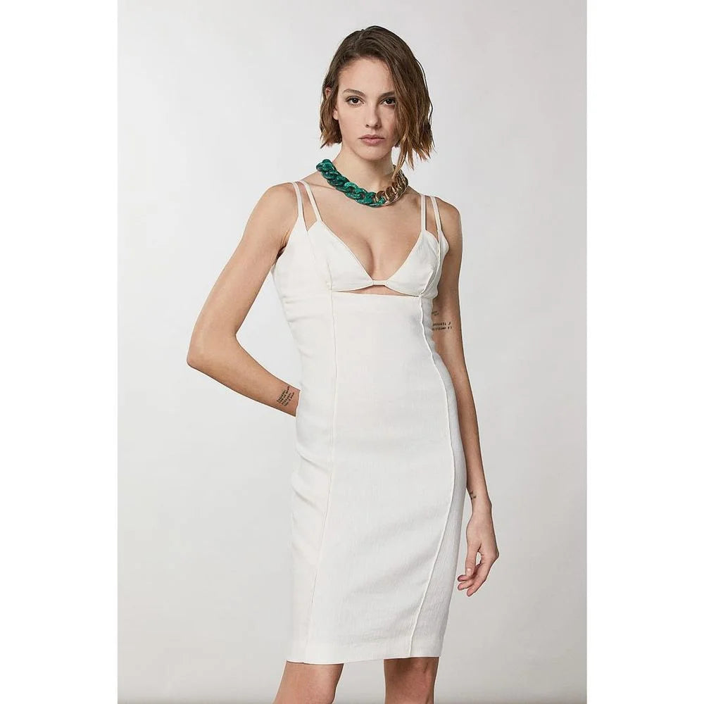 Patrizia Pepe White Flax Casual Dress - IT44