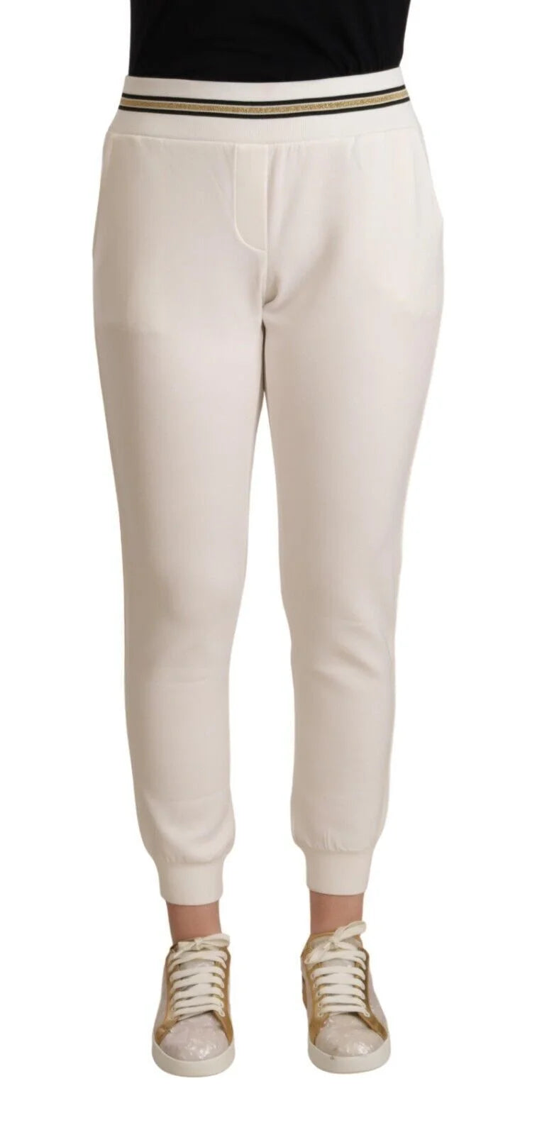Patrizia Pepe White Polyester Mid Waist Jogger Pants - IT1 | XS - Joggers