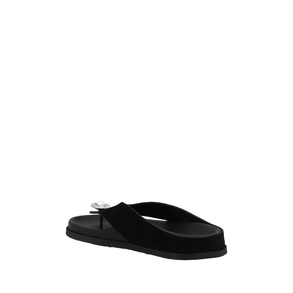 Pedro García Black Calf Leather Bos Taurus Strap-On Sandals - Sandals
