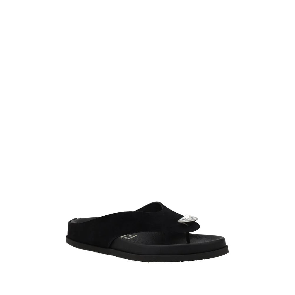 Pedro García Black Calf Leather Bos Taurus Strap-On Sandals - Sandals