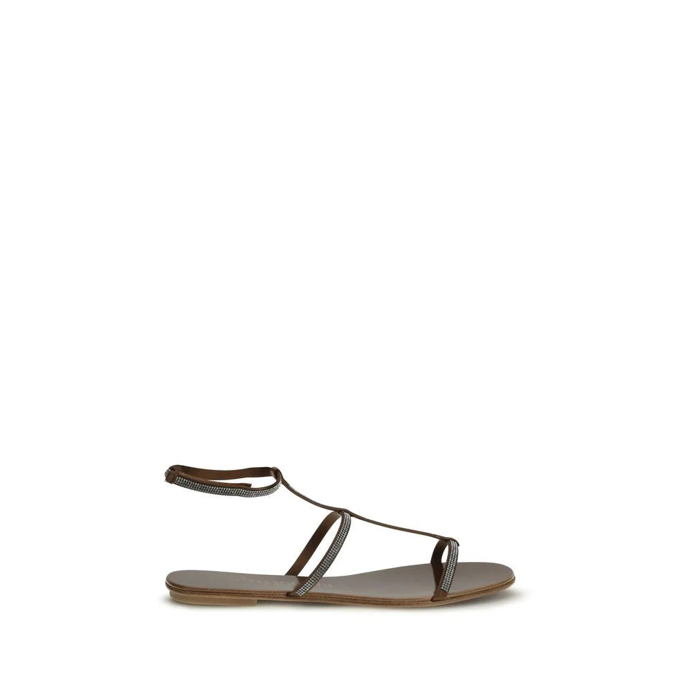 Pedro García Brown Calf Leather Bos Taurus Strap-On Sandals