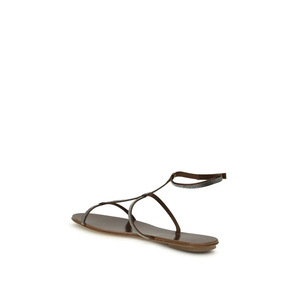 Pedro García Brown Calf Leather Bos Taurus Strap-On Sandals