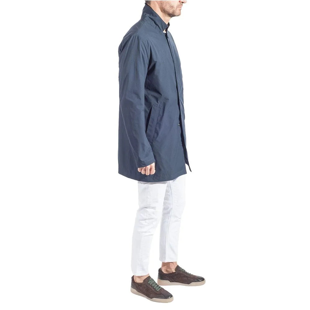 People Of Shibuya Blue Recycled Polyester Men Trench Coat - IT54 | XXL - Trench Coats