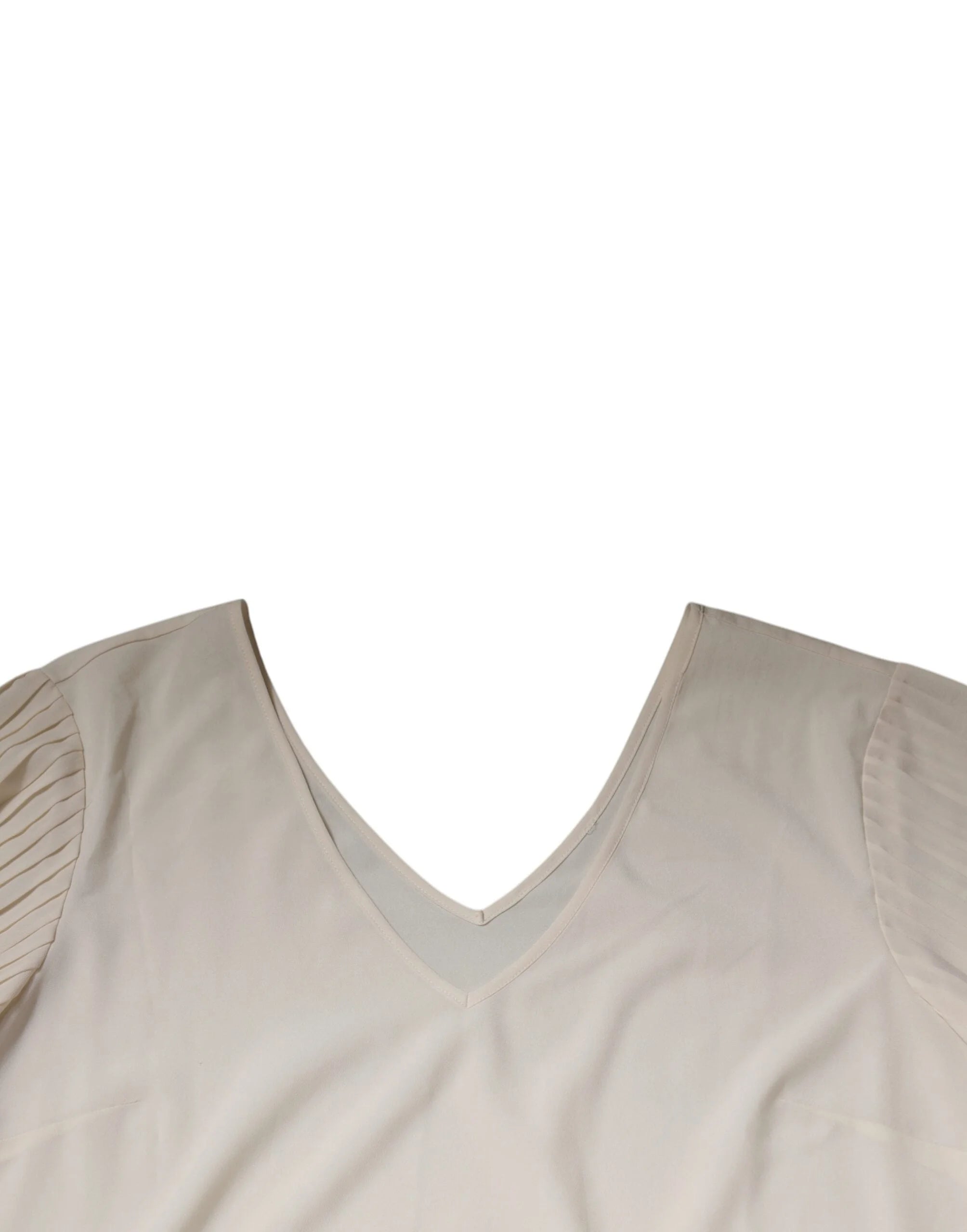 Peserico Off White Short Sleeves V-neck Shift Midi Dress - IT40|S - Dresses