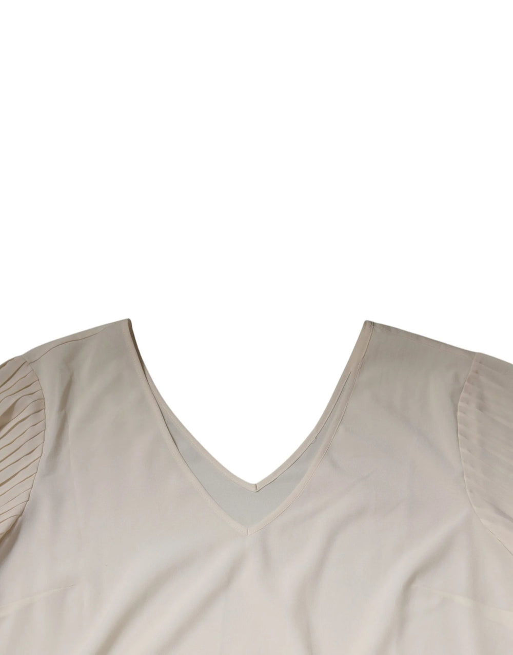 Peserico Off White Short Sleeves V-neck Shift Midi Dress - IT40|S - Dresses