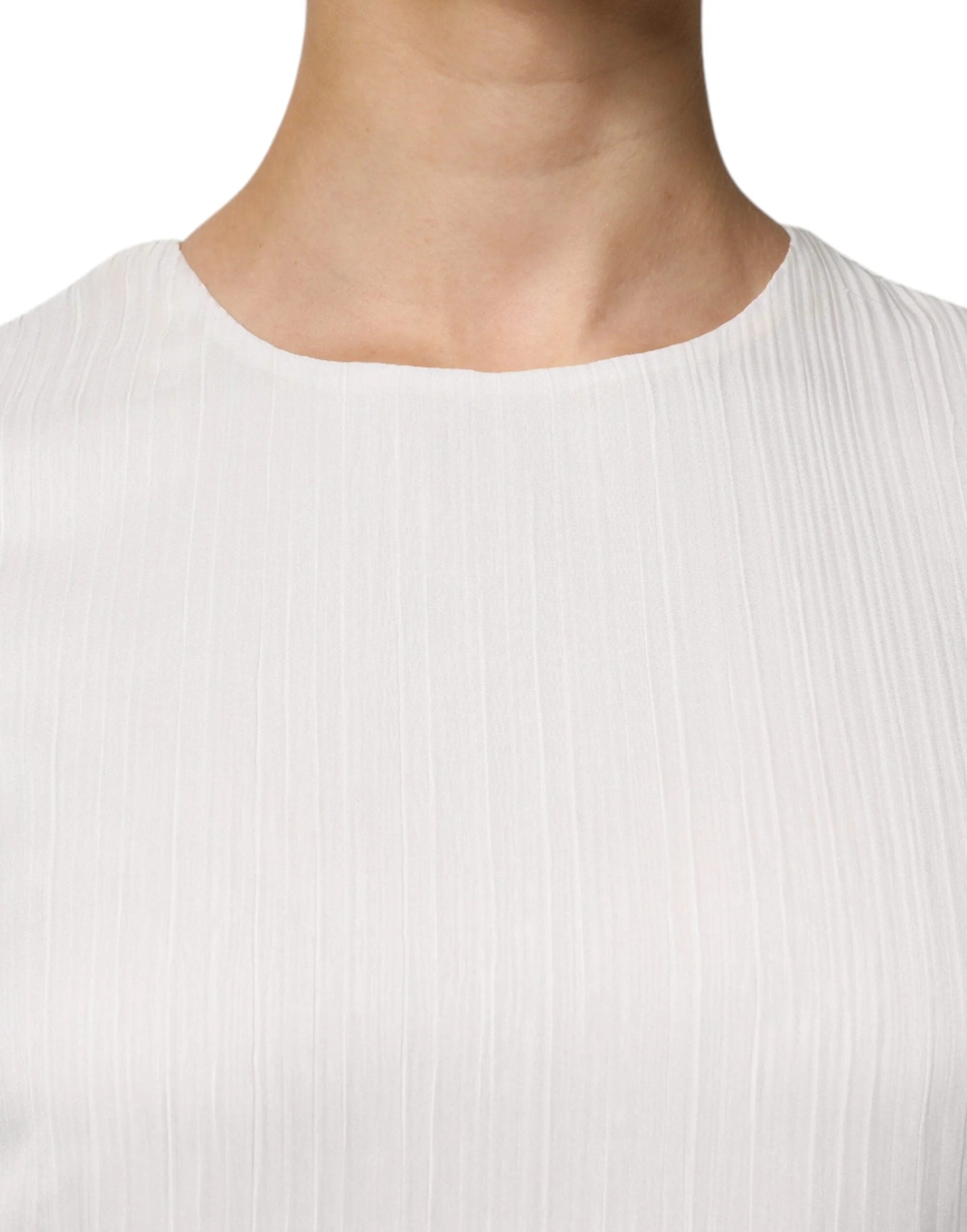 Peserico White Sleeveless Round Neck Shift Long Maxi Dress - IT46|XL - Dresses