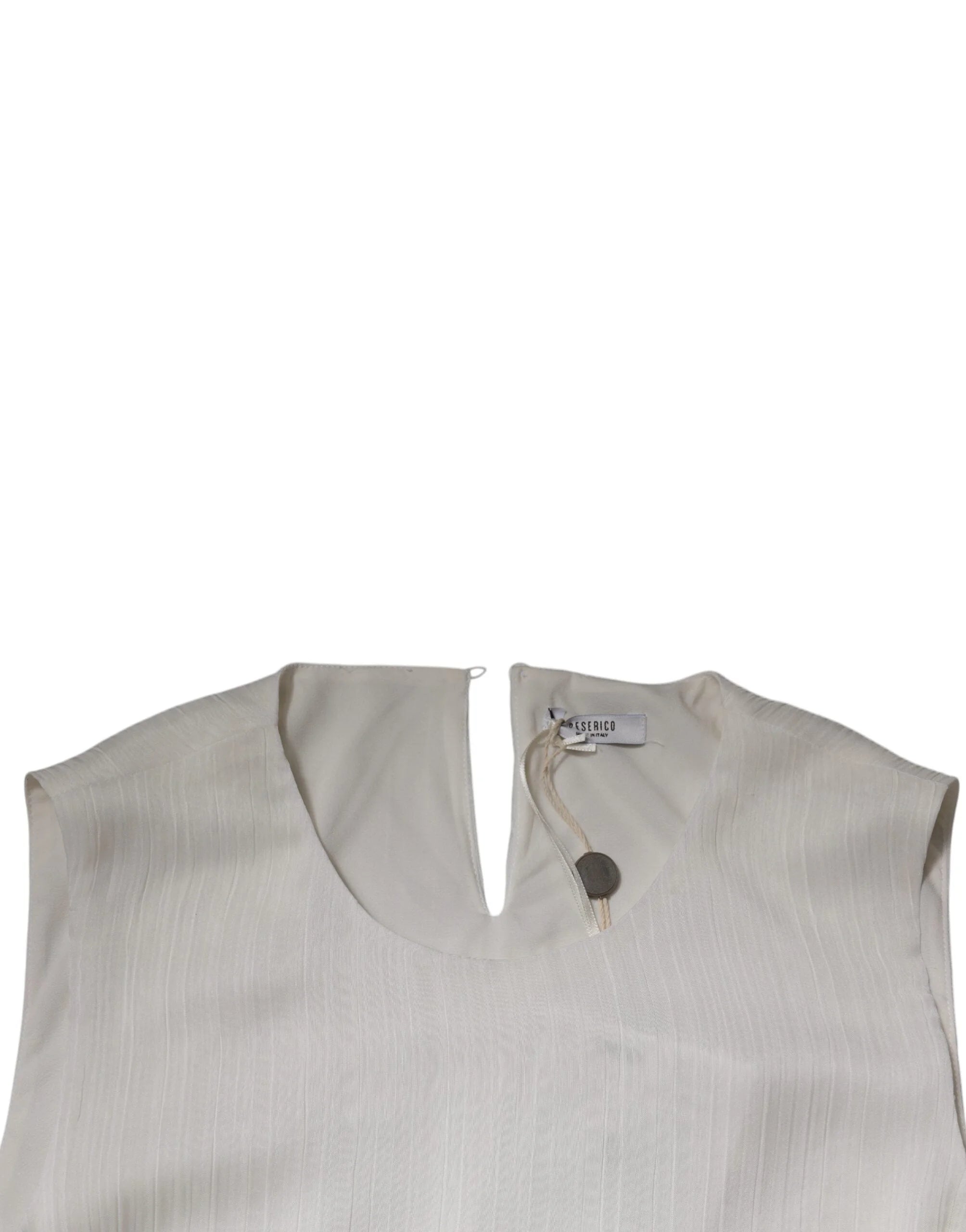 Peserico White Sleeveless Round Neck Shift Long Maxi Dress - IT46|XL - Dresses