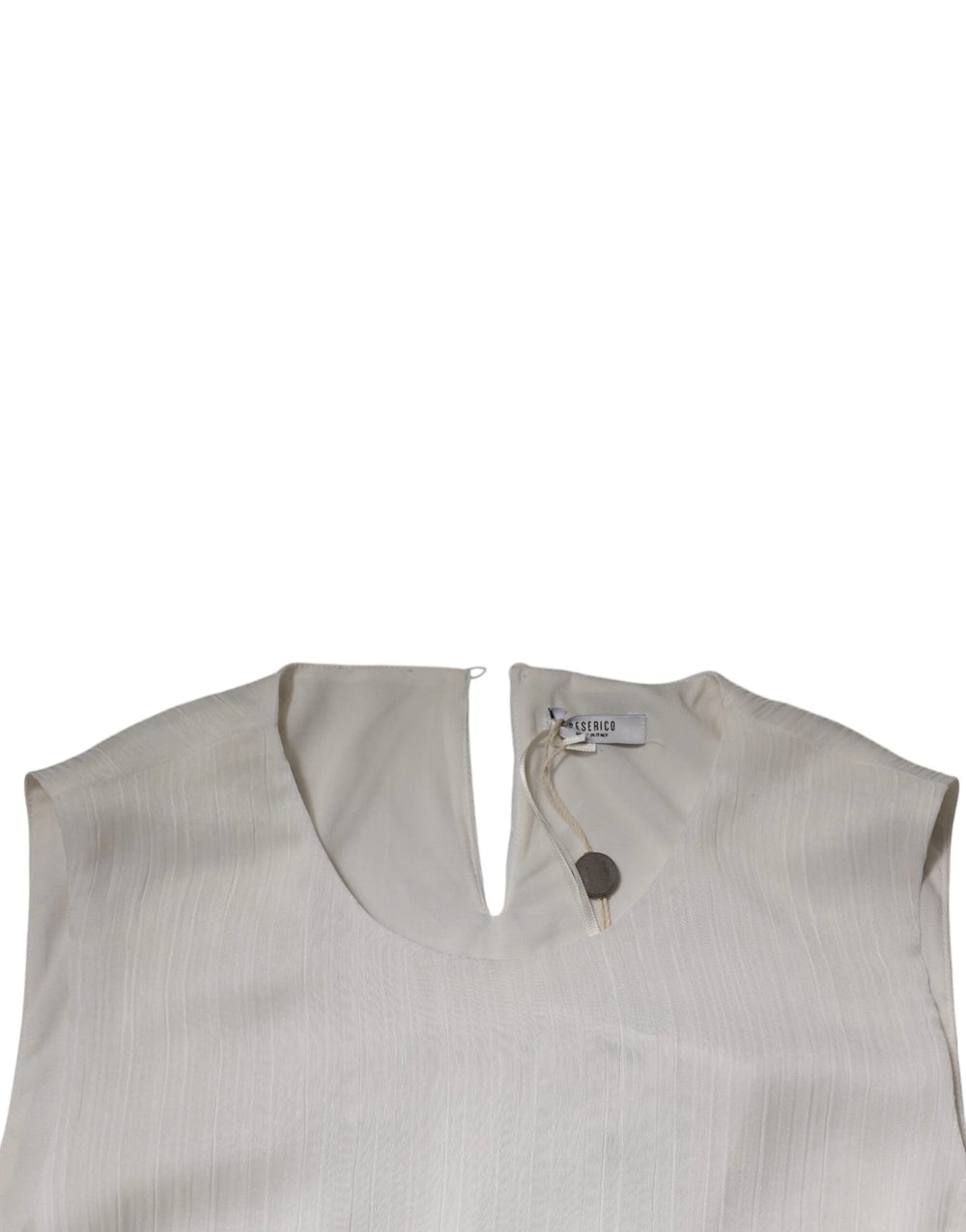 Peserico White Sleeveless Round Neck Shift Long Maxi Dress - IT46|XL - Dresses