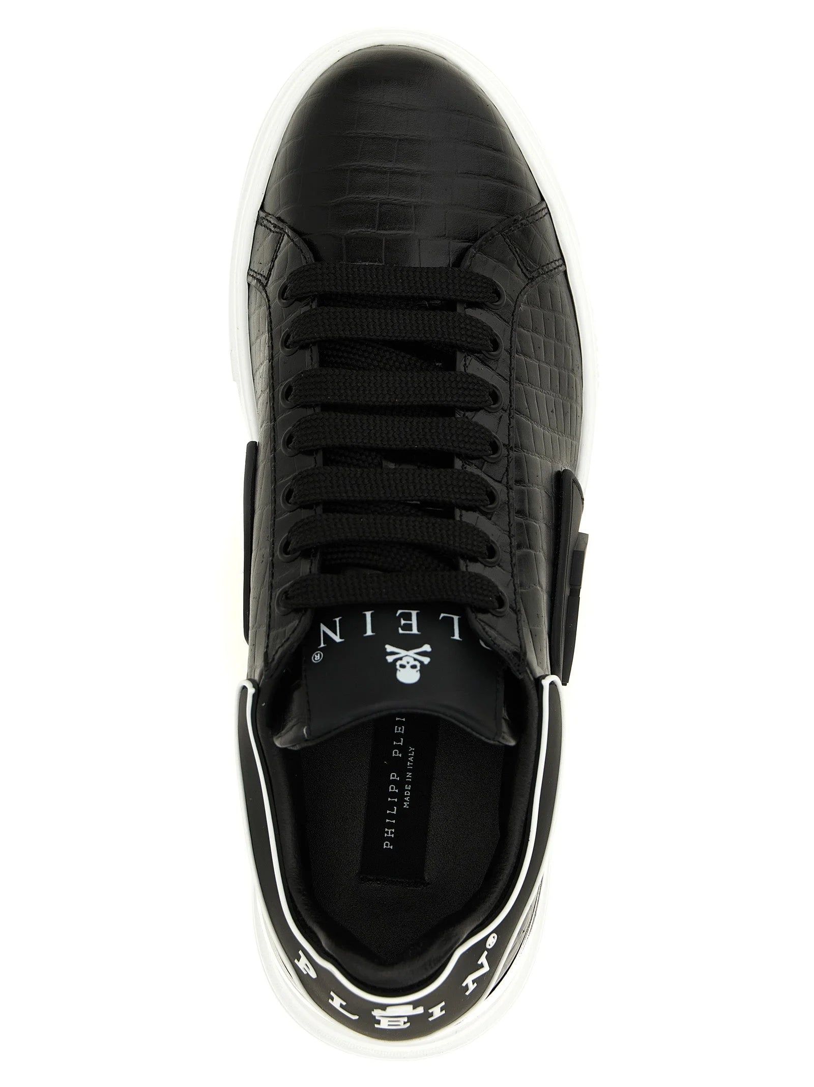Philipp Plein Black Cowhide Low Top Sneakers