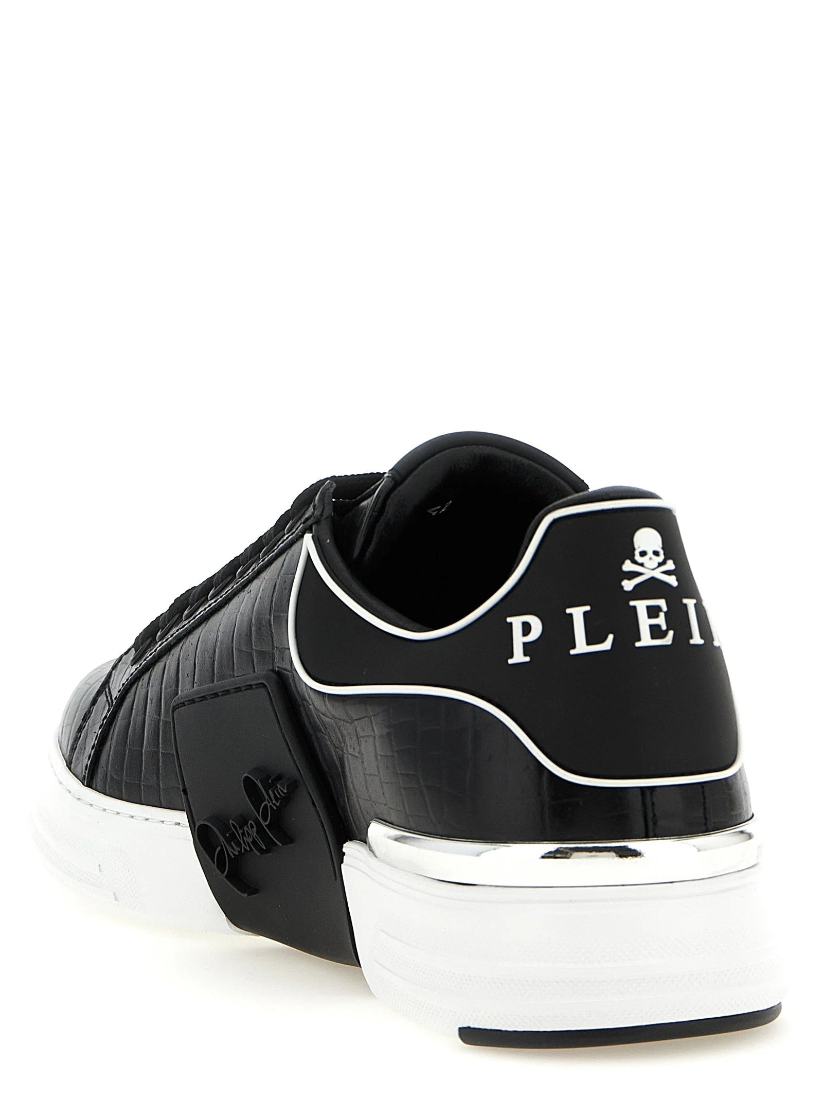 Philipp Plein Black Cowhide Low Top Sneakers