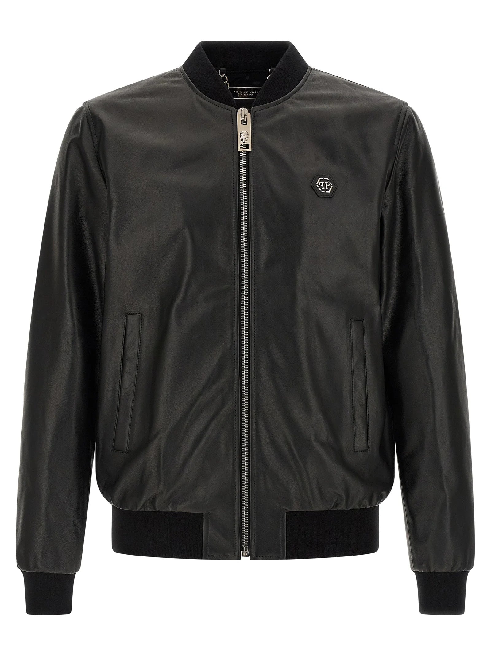 Philipp Plein Black Lambskin Leather Jacket