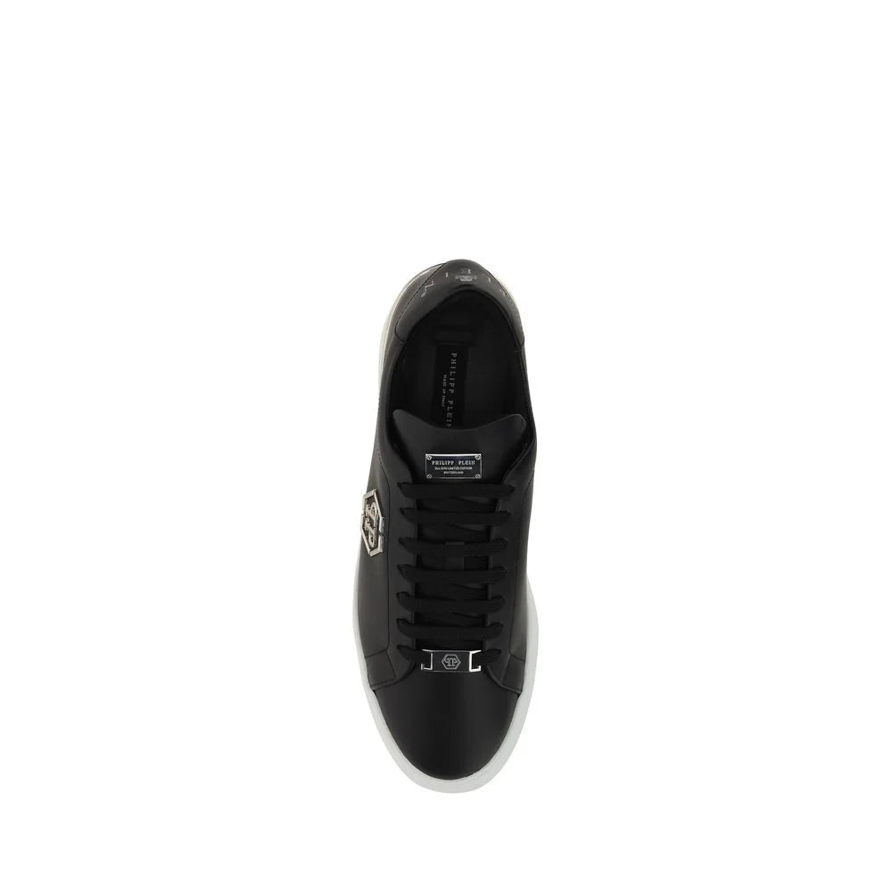 Philipp Plein Black Leather Low Top Sneakers