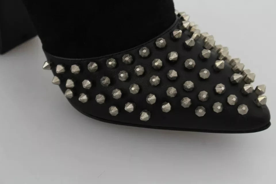Philipp Plein Black Suede Studded Heels Ankle Boots Shoes - EU36/US6 - Boots
