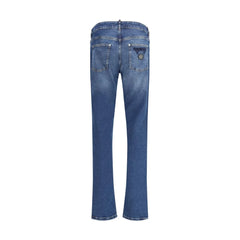 Philipp Plein Blue Cotton Straight-Leg Jeans