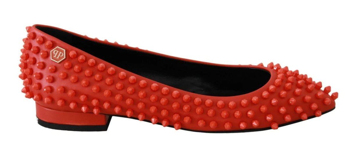 Philipp Plein Orange Leather Ballerina WHAT I DO Flats Shoes - EU35/US4.5 - Flats