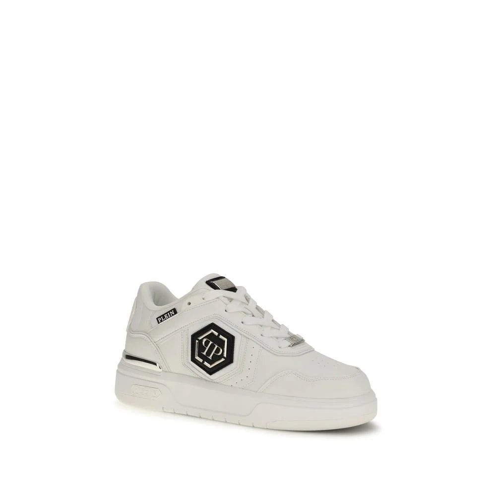 Philipp Plein נעלי ספורט אטלטית מעור פרה לבן Bos Taurus - נעלי ספורט