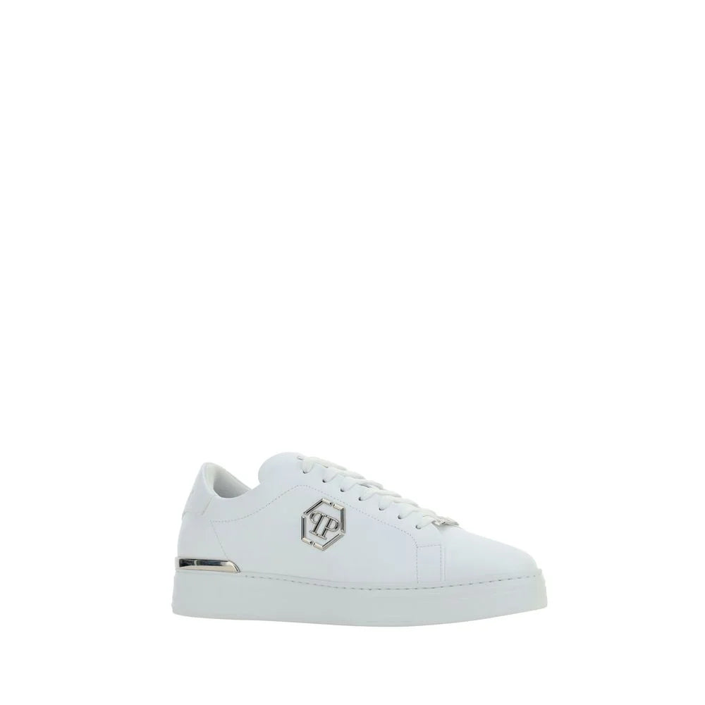 Philipp Plein White Leather Low Top Sneakers
