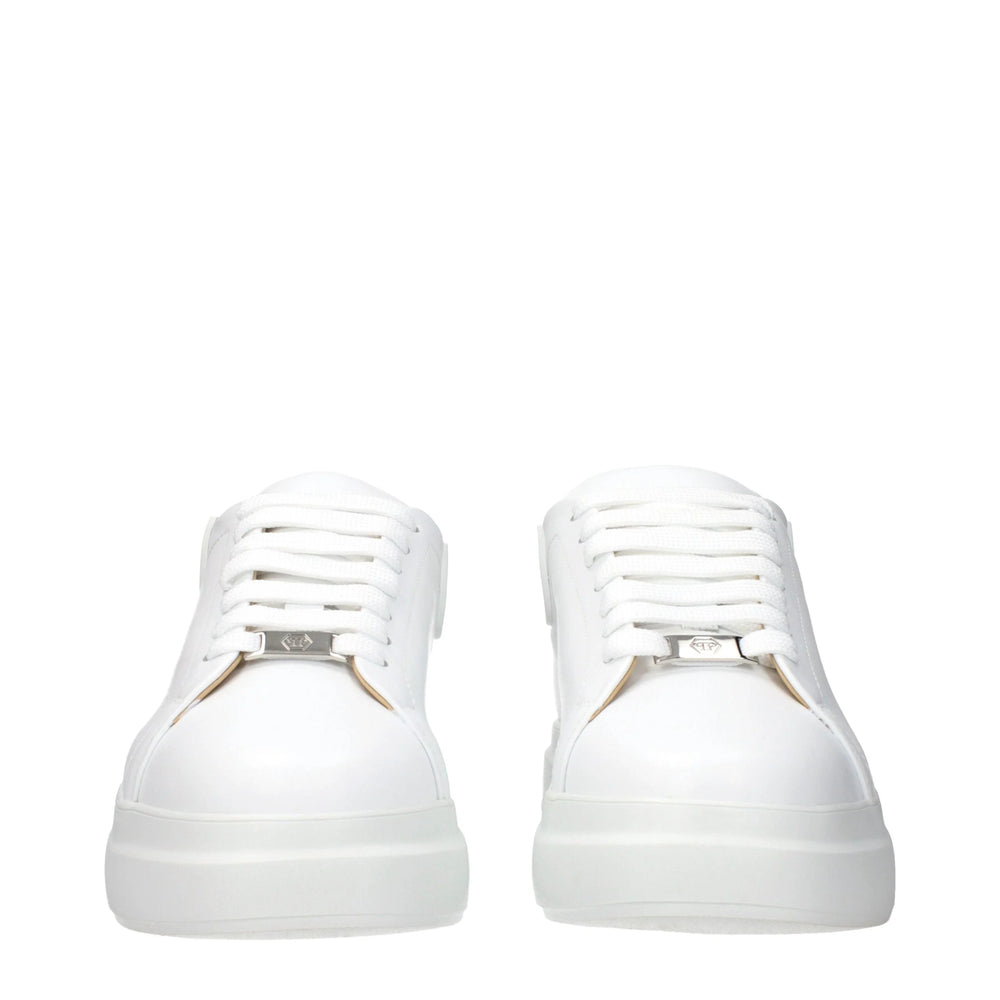 Philipp Plein White Leather Low Top Sneakers