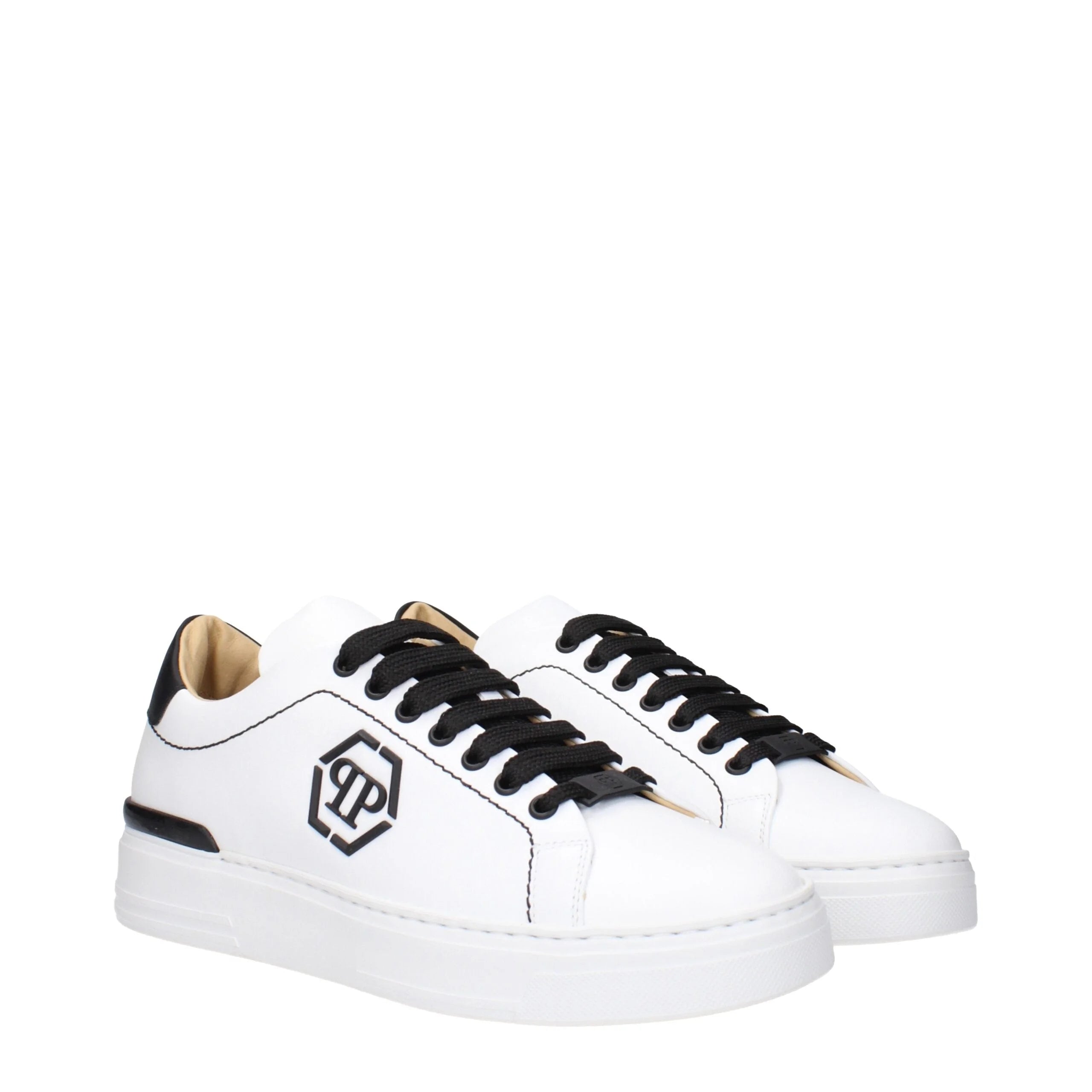 Philipp Plein White Leather Low Top Sneakers - EU44/US11