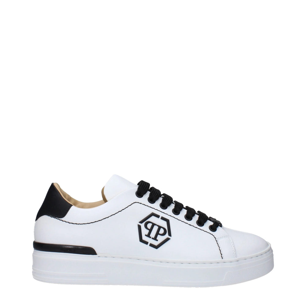 Philipp Plein White Leather Low Top Sneakers - EU44/US11