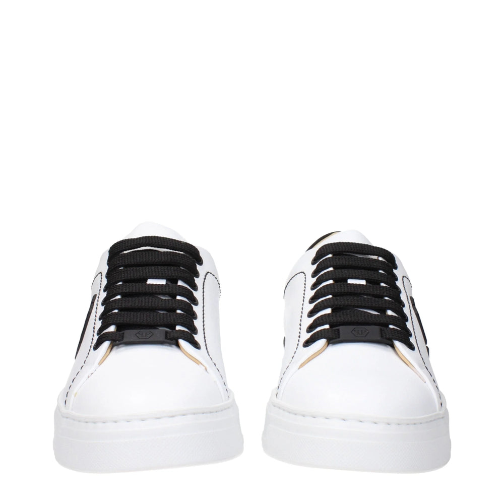 Philipp Plein White Leather Low Top Sneakers - EU44/US11