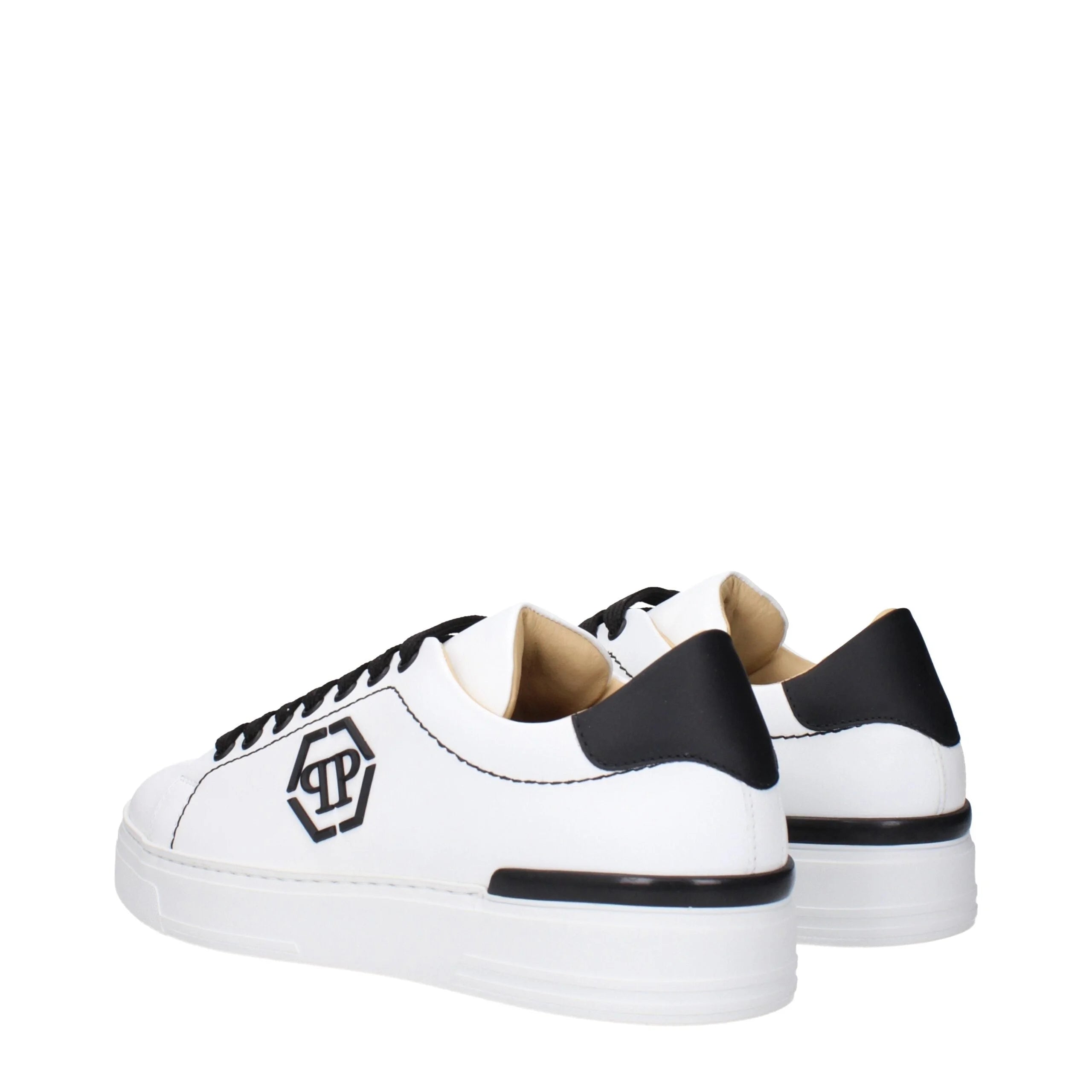 Philipp Plein White Leather Low Top Sneakers - EU44/US11