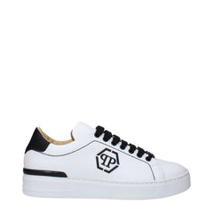 Philipp Plein White Leather Low Top Sneakers - EU44/US11
