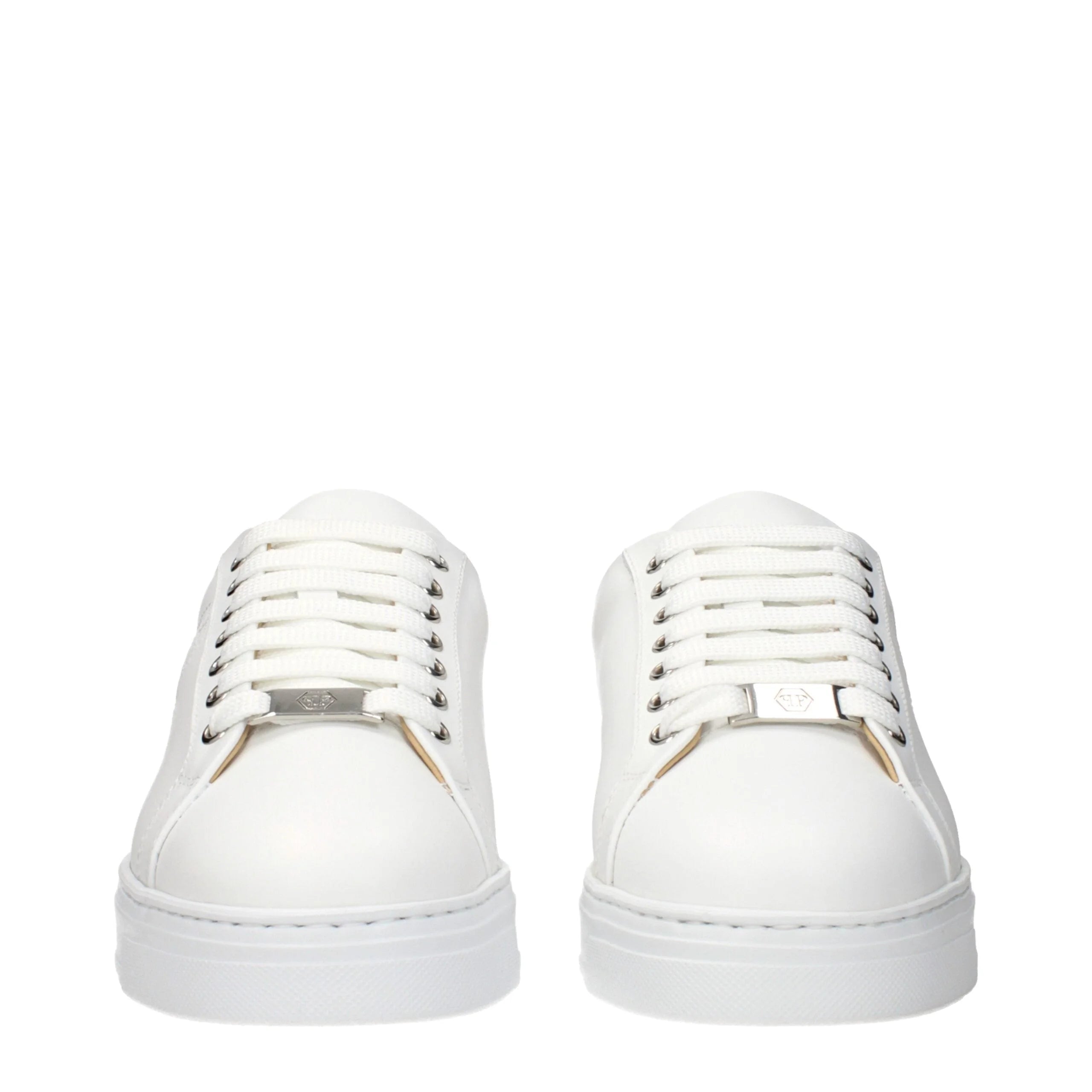 Philipp Plein White Leather Low Top Sneakers - EU45/US12