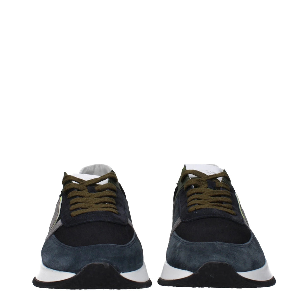 Philippe Model Blue Leather Low Top Sneakers