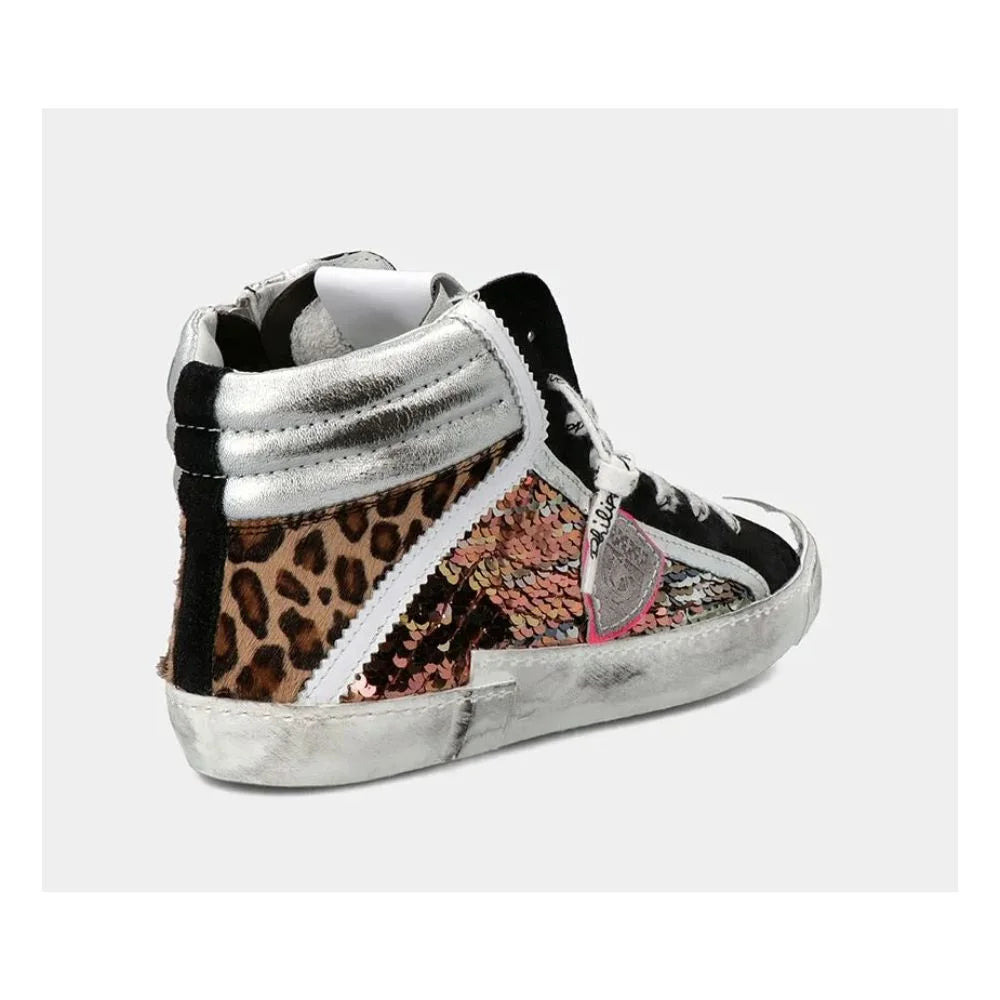 Philippe Model Elegant Gray Leather Sneakers with Sequin Details - EU36/US6 - Sneakers