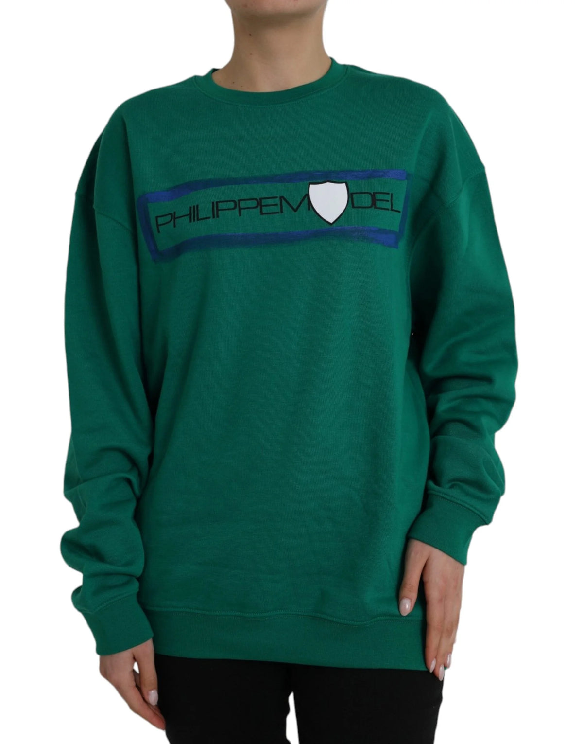 Philippe Model Green Cotton Logo Print Long Sleeves Pullover Sweater - XL - Sweaters