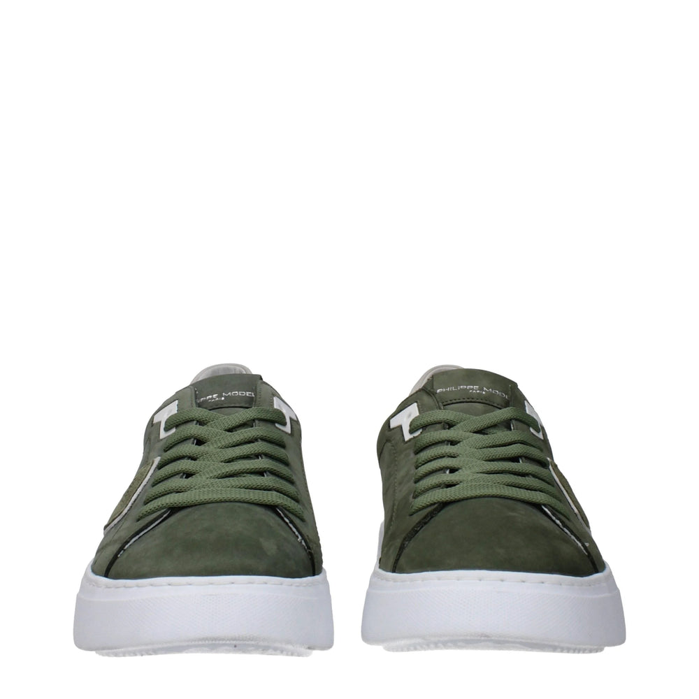 Philippe Model Green Leather Low Tops