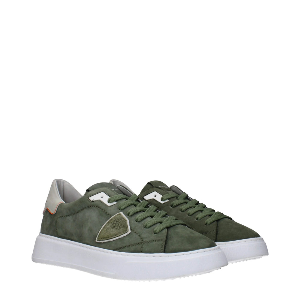 Philippe Model Green Leather Low Tops