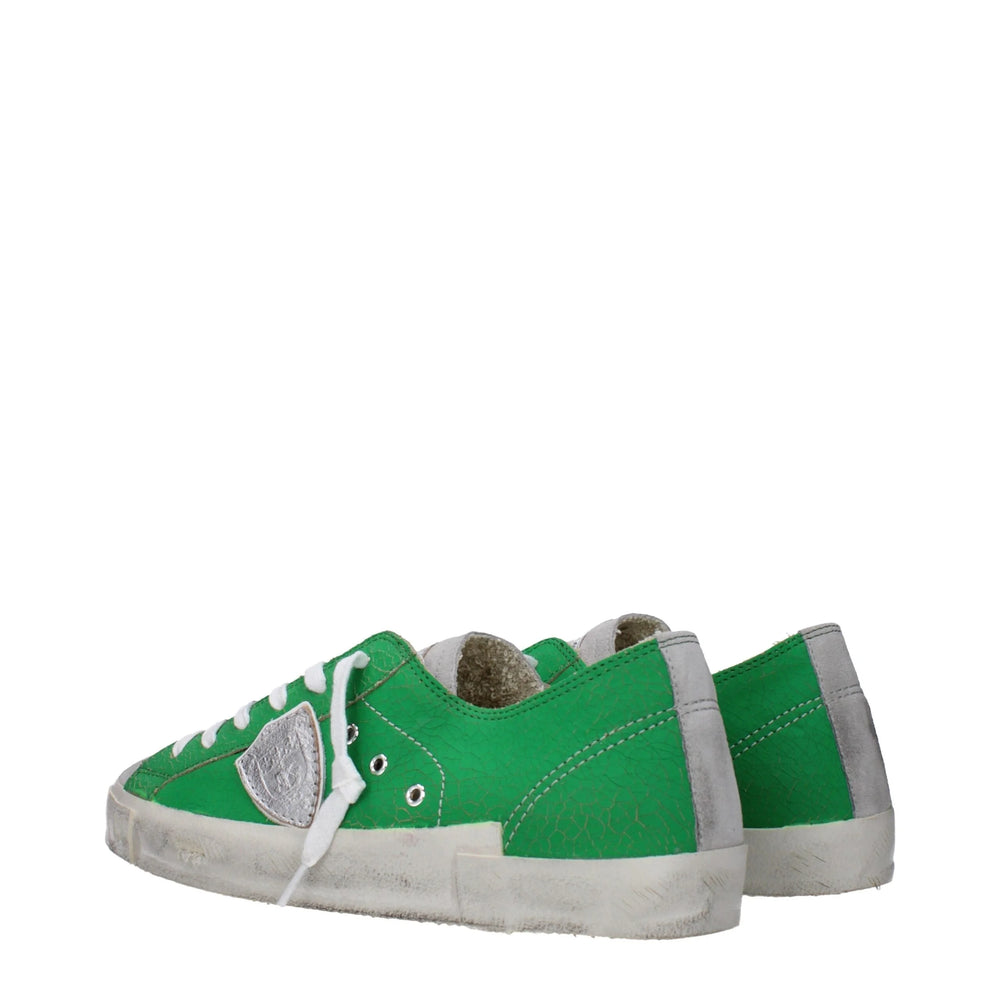 Philippe Model Green Leather Low Tops