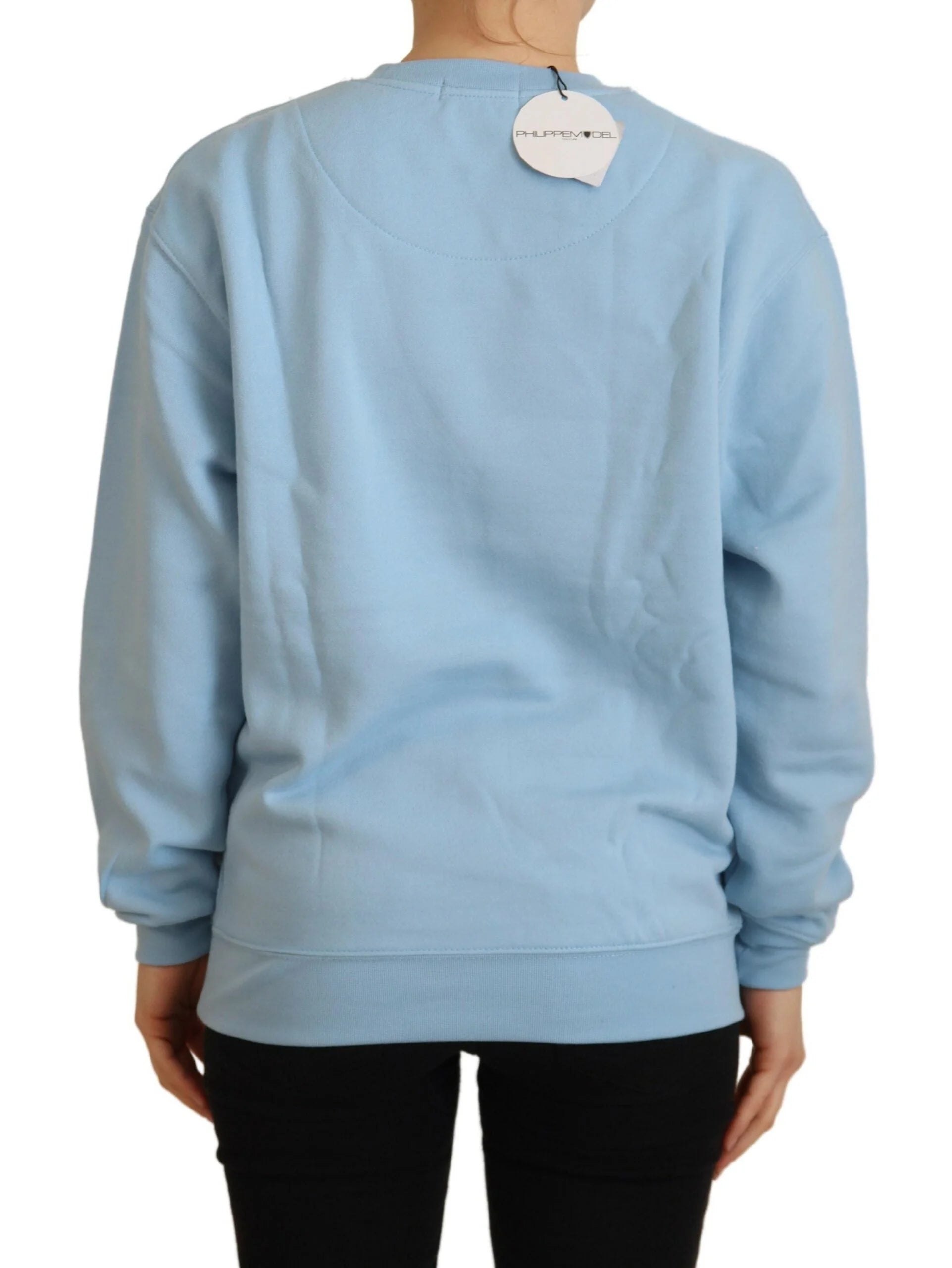 Philippe Model Light Blue Logo Printed Long Sleeves Sweater - IT38|XS - Sweaters