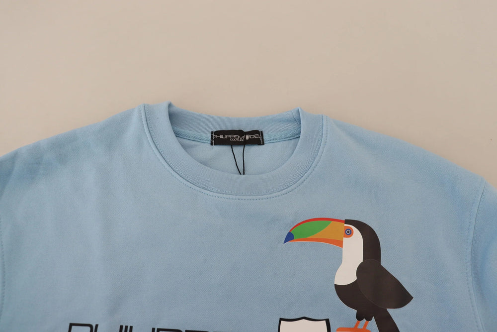 Philippe Model Light Blue Logo Printed Long Sleeves Sweater - IT38|XS - Sweaters