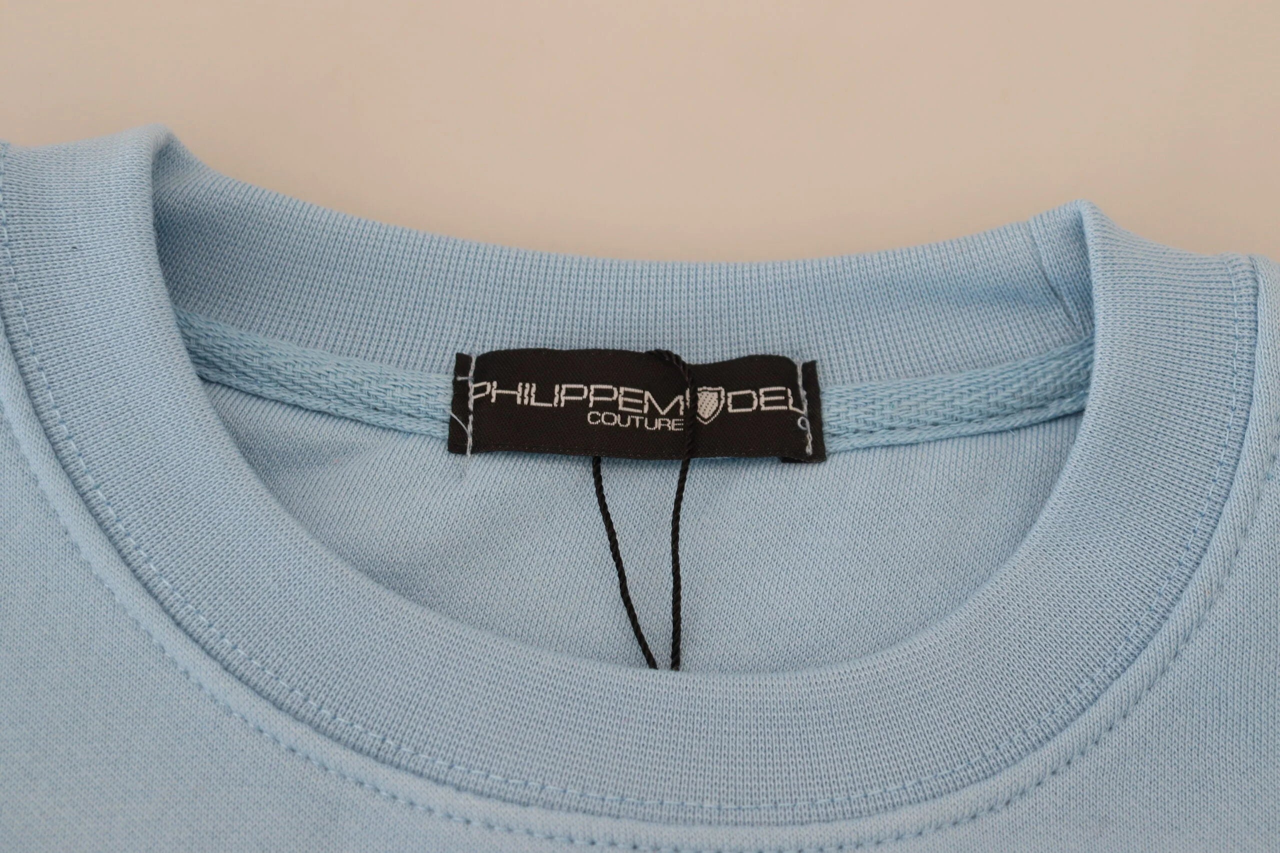 Philippe Model Light Blue Logo Printed Long Sleeves Sweater - IT38|XS - Sweaters