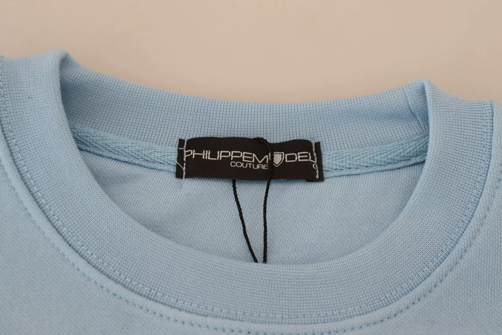 Philippe Model Light Blue Logo Printed Long Sleeves Sweater - IT38|XS - Sweaters