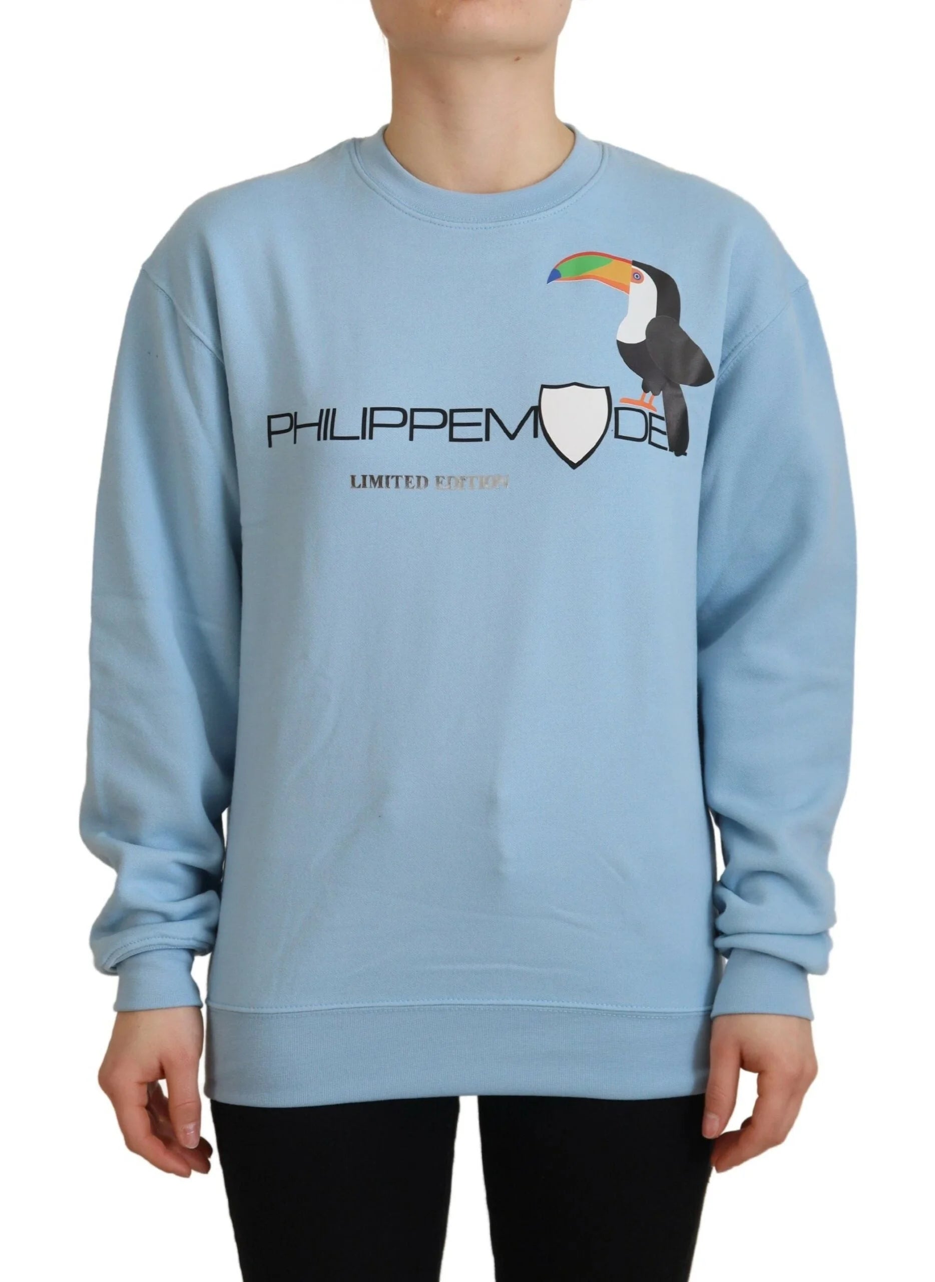 Philippe Model Light Blue Logo Printed Long Sleeves Sweater - IT38|XS - Sweaters