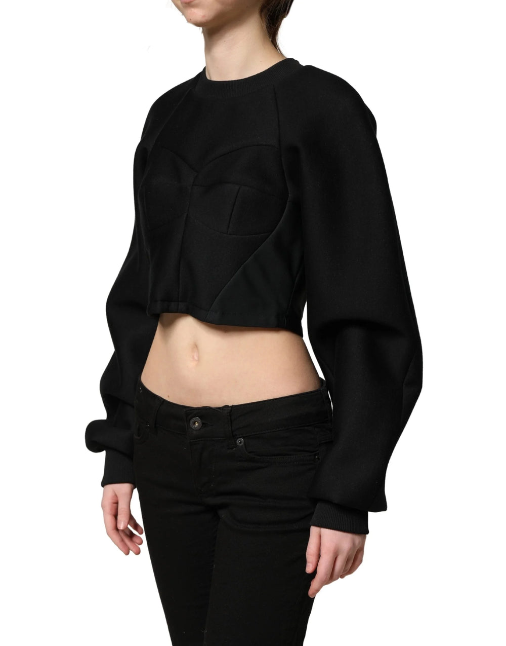 Philosophy Black Cropped ZipperBack Sweatshirt Sweater - IT36|XXS