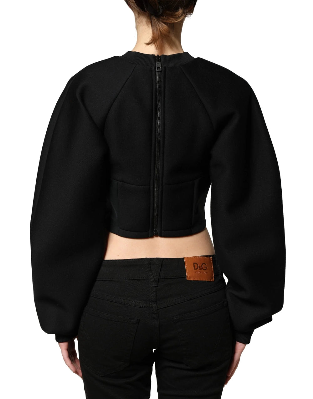 Philosophy Black Cropped ZipperBack Sweatshirt Sweater - IT36|XXS