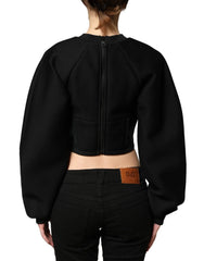 Philosophy Black Cropped ZipperBack Sweatshirt Sweater - IT36|XXS