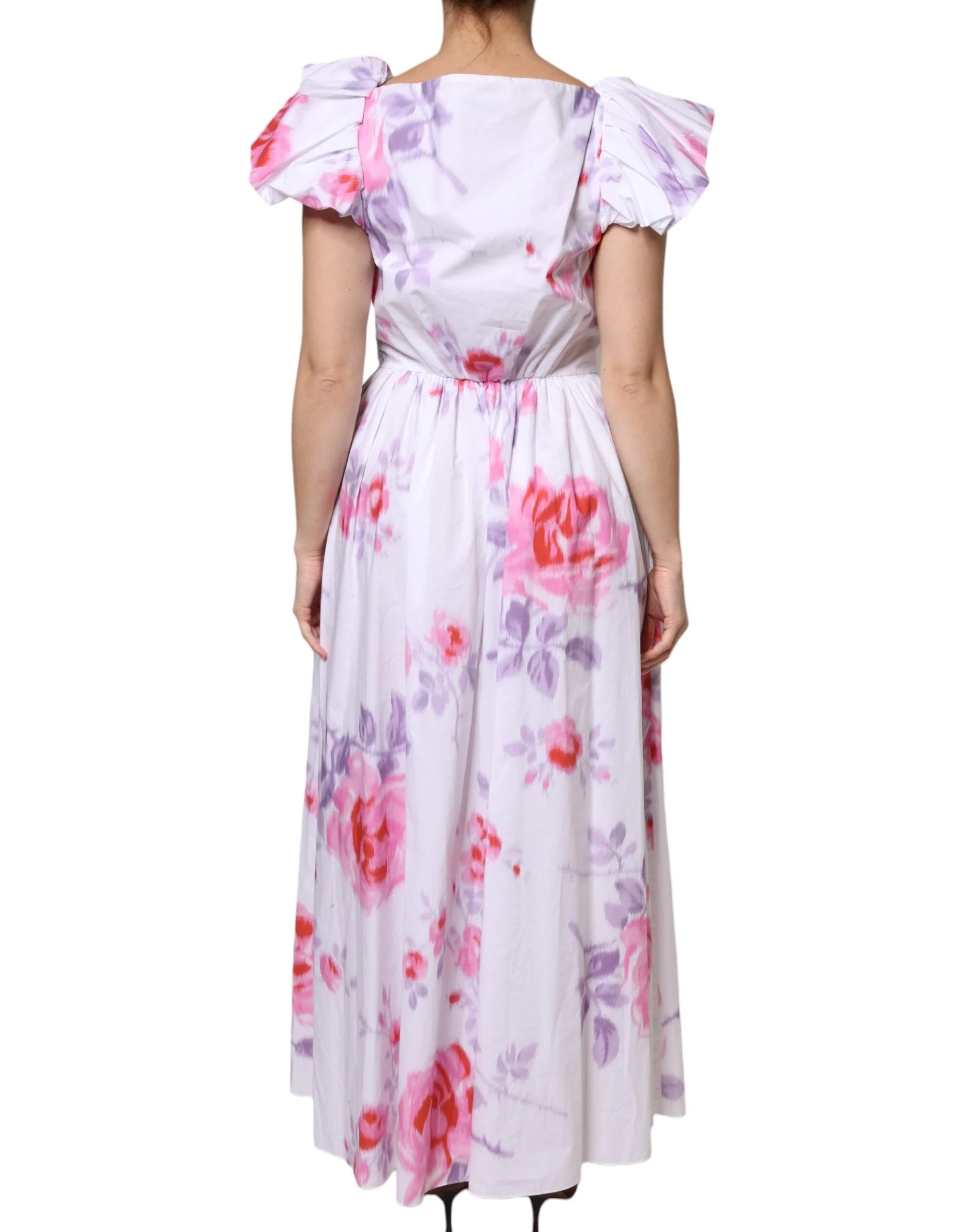 Philosophy White Floral Cotton Maxi Dress - IT42|M - Dresses