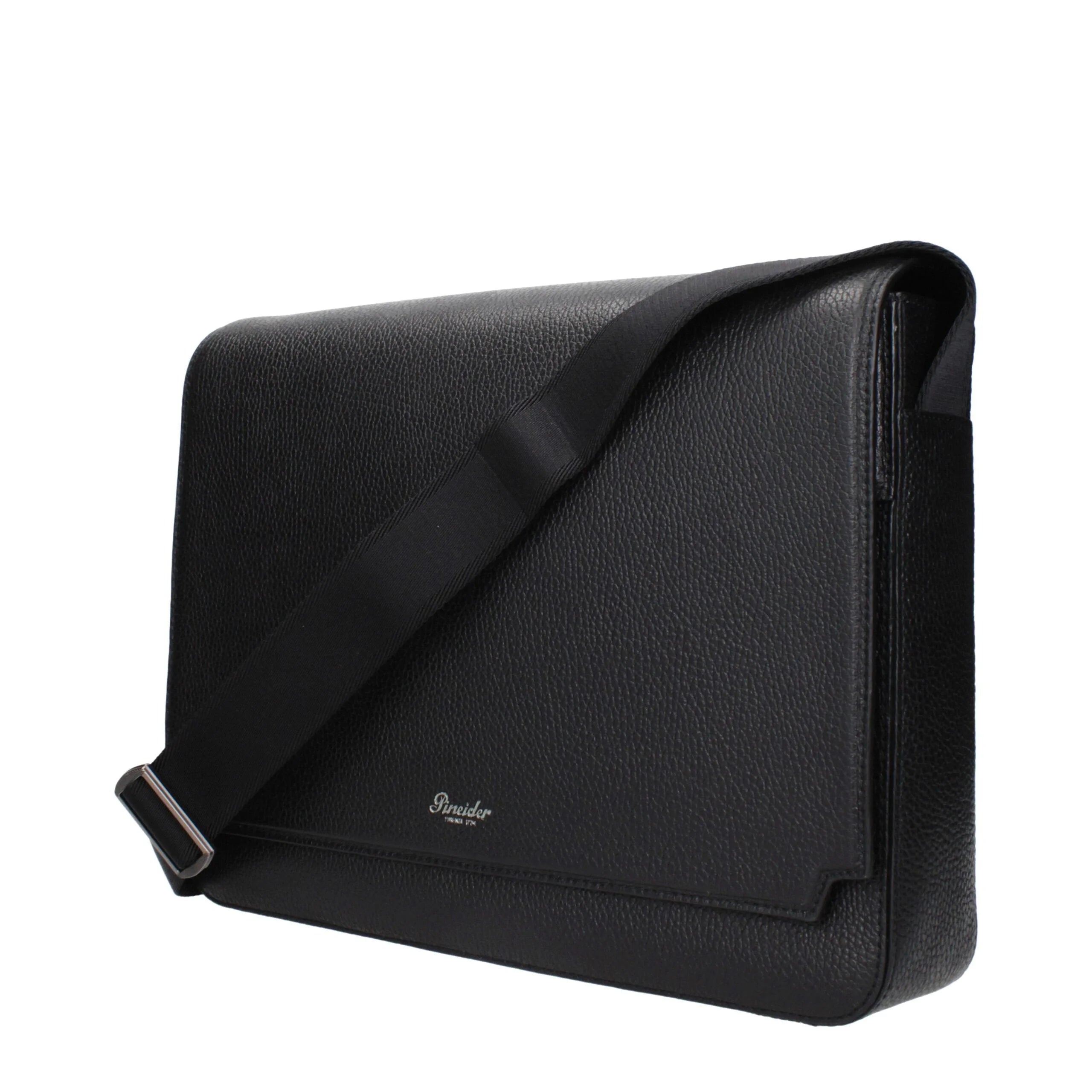 Pineider Black Leather Crossbody Bag