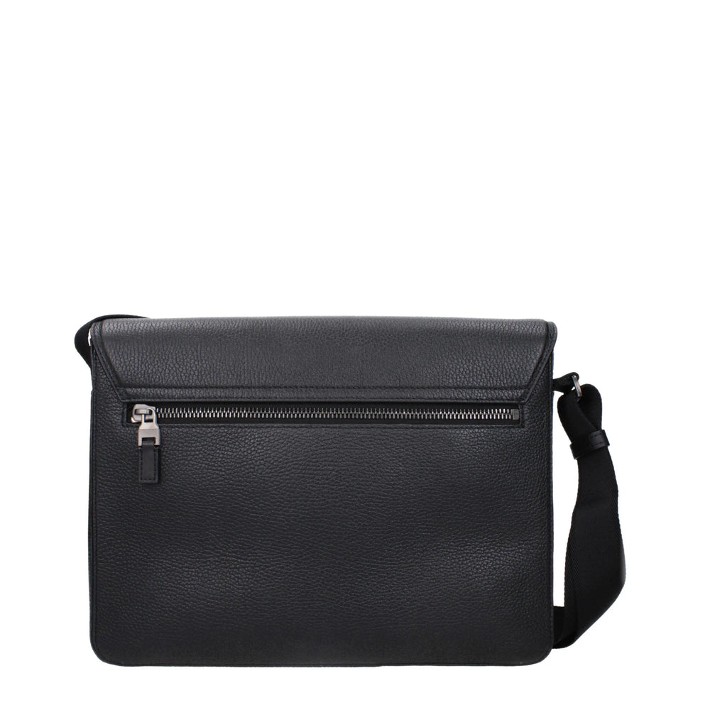 Pineider Black Leather Crossbody Bag