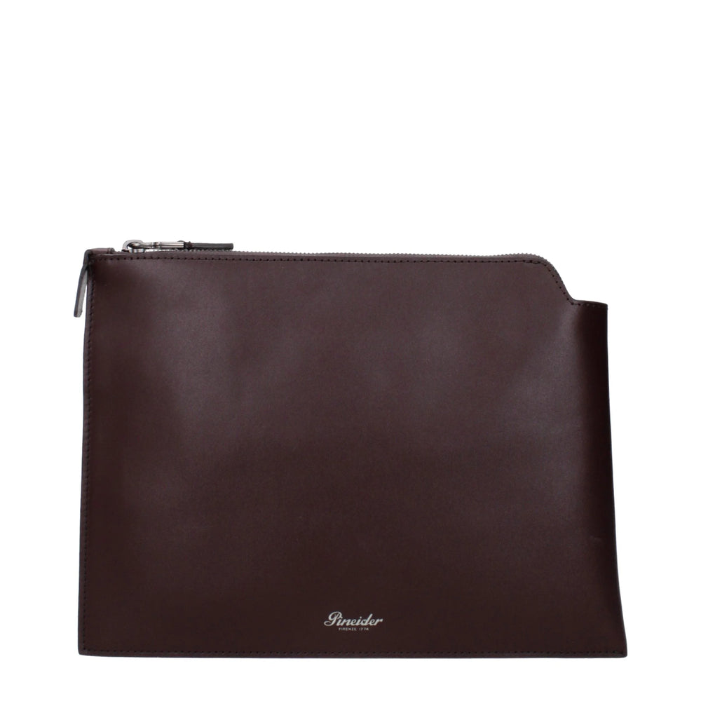 Pineider Brown Leather Clutch Bag