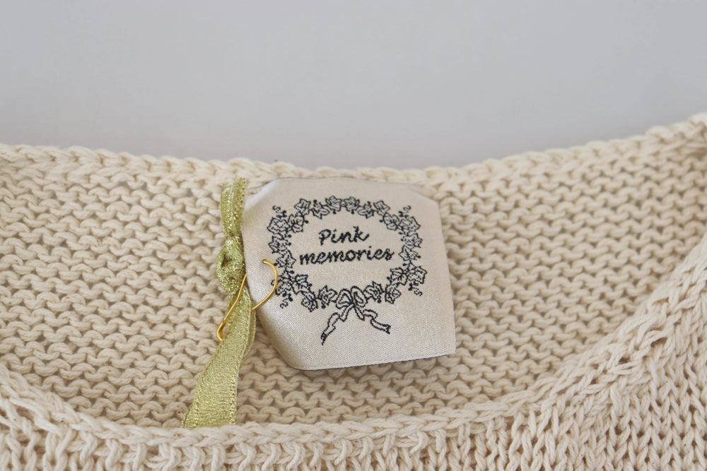 PINK MEMORIES Beige Cotton Blend Sleeveless Round Neck Tank Top - One Size - Tank Tops