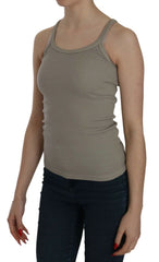 PINK MEMORIES Beige Sleeveless Spaghetti Strap Tank Blouse - Tank Tops